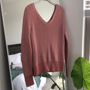 Pink V-Neck/Back Sweater